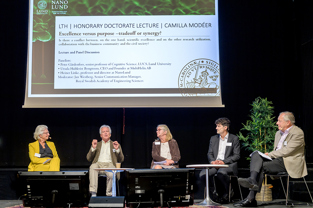 Photo of Camilla Modéer and panelists at the Annual Meeting.