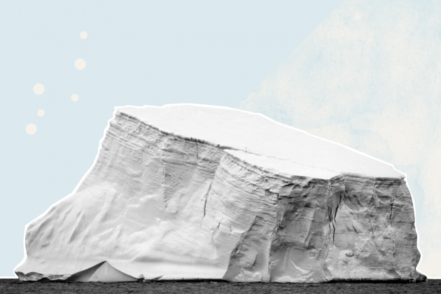 Illustration av ett isberg. Illustratör: Catrin Jakobsson.