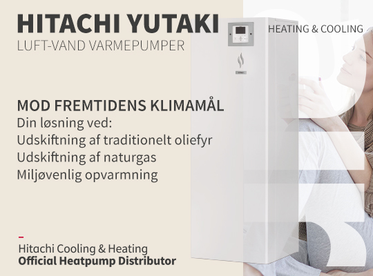 Din fremtidige løsning - Hitachi Yutaki A2W varmepumpe