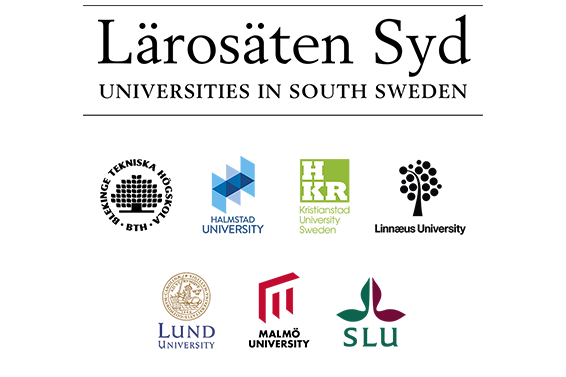 Bild som visar logotyperna för lärosätena som ingår i Lärosäten Syd.