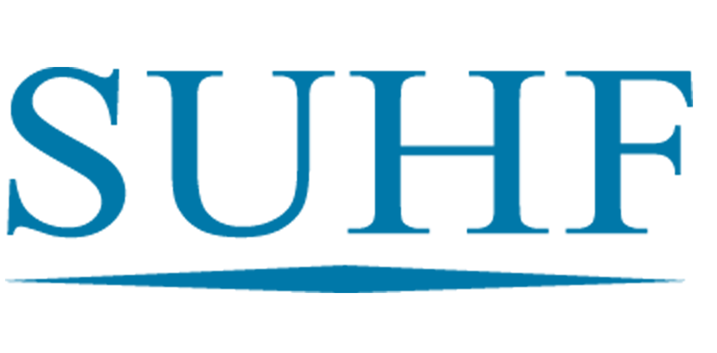 Logotyp för Sveriges universitets- och högskoleförbund (SUHF) i blå text.