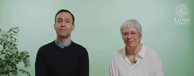 Foto som visar kursledarna Sam Illingworth och Rachel Forsyth mot en ljusgrön bakgrund.
