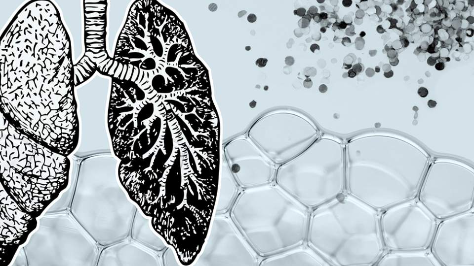 Illustration of a lung and particles.