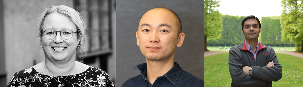 Photo collage of three faces of people.