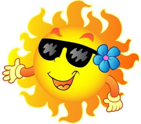332 glad sol med solglasogon och blomma tecknad illustration 279 13422 2