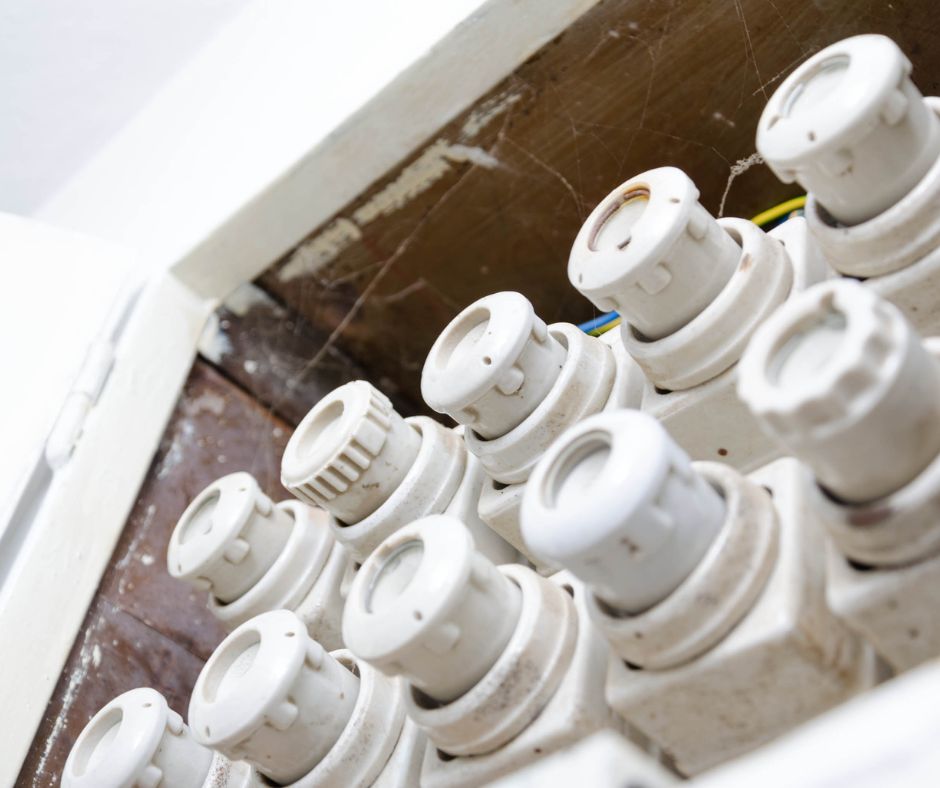 Person ställer in timer för tvättmaskin.