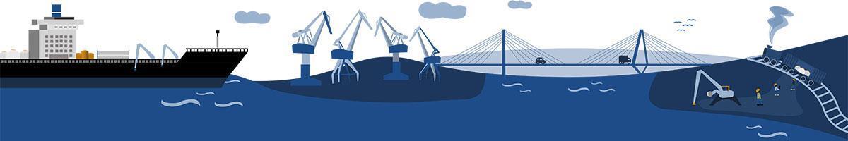 Illustration över Uddevalla hamn