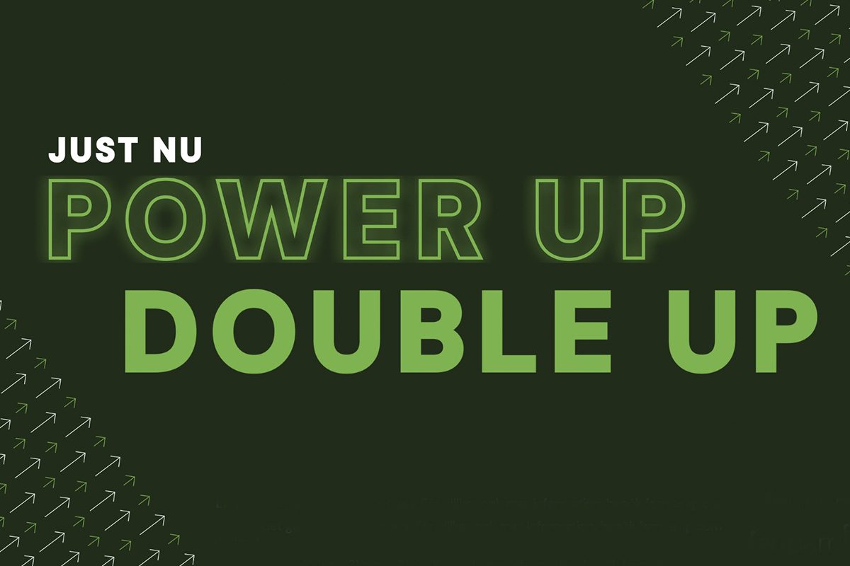 Text Just nu - Power Up Double Up